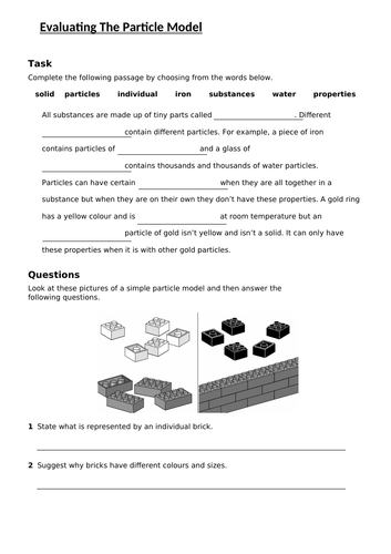 Activate C1 Particles and their Behaviour - The Particle Model (KS3)