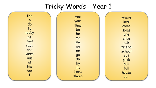 Year 1 Tricky Words Teaching Resources