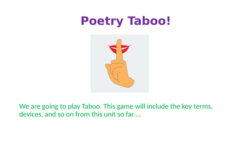 Poetry and Punctuation Taboo Game for GCSE and/ or A-level Students