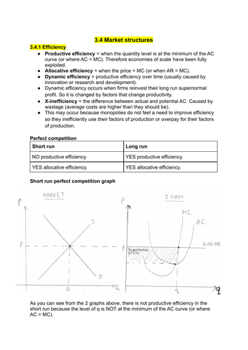 A Level macroeconomics market structures notes