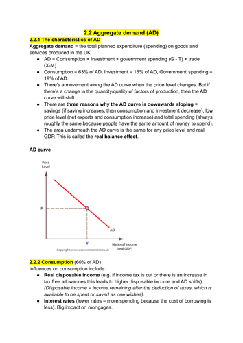 A Level macroeconomics - AD notes