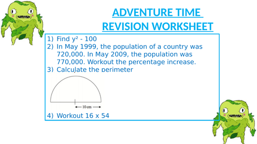 ADVENTURE TIME REVISION WORKSHEET 7 | Teaching Resources