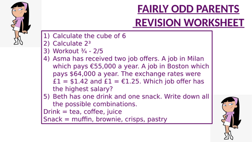 FAIRLY ODD PARENTS REVISION WORKSHEET 2