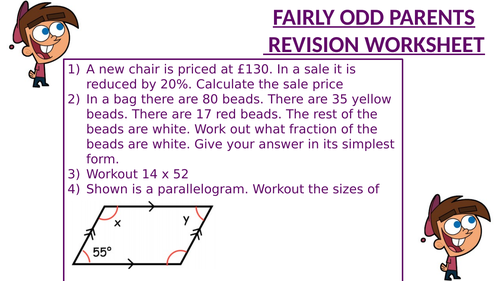 FAIRLY ODD PARENTS REVISION WORKSHEET 3