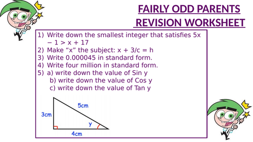 FAIRLY ODD PARENTS REVISION WORKSHEET 8