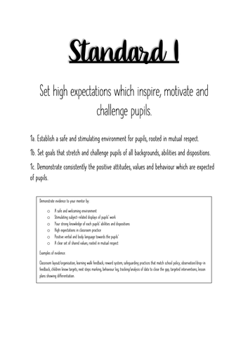 Teacher Standards evidence folder ideas