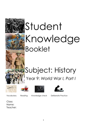 WW1 knowledge rich curriculum booklet - History KS3