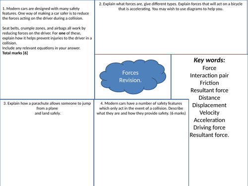 Forces extended answer question practise. AQA GCSE Physics