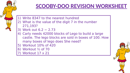 SCOOBY DOO REVISION WORKSHEET 3