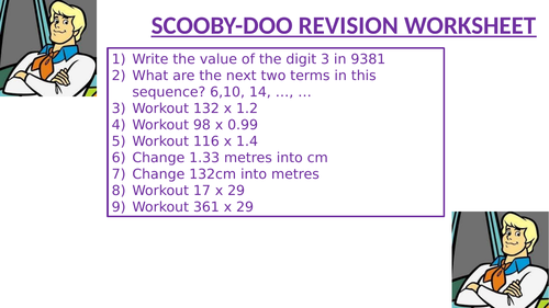 SCOOBY DOO REVISION WORKSHEET 6