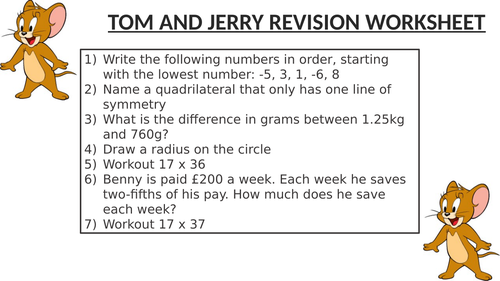 TOM AND JERRY REVISION WORKSHEET 2