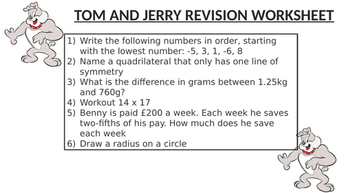 TOM AND JERRY REVISION WORKSHEET 3