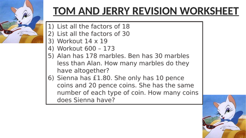 TOM AND JERRY REVISION WORKSHEET 4