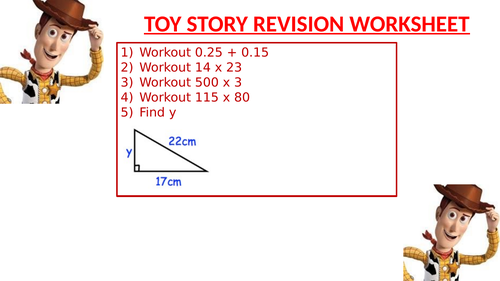 TOY STORY REVISION WORKSHEET 1