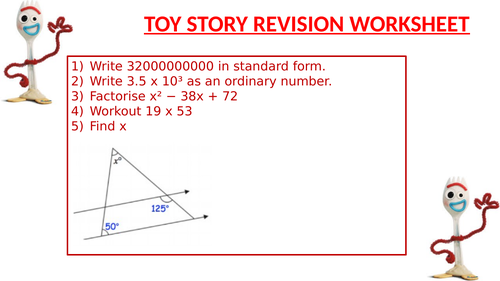 TOY STORY REVISION WORKSHEET 5