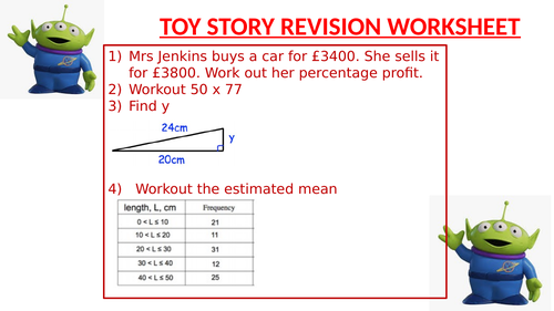 TOY STORY REVISION WORKSHEET 6