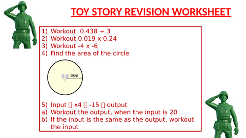 TOY STORY REVISION WORKSHEET 7