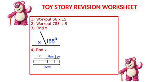 TOY STORY REVISION WORKSHEET 11