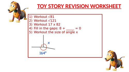 TOY STORY REVISION WORKSHEET 12