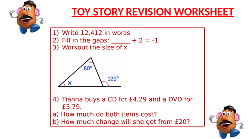 TOY STORY REVISION WORKSHEET 13