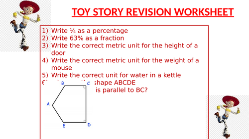 TOY STORY REVISION WORKSHEET 15