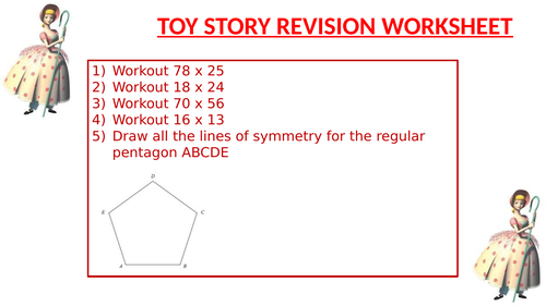 TOY STORY REVISION WORKSHEET 17