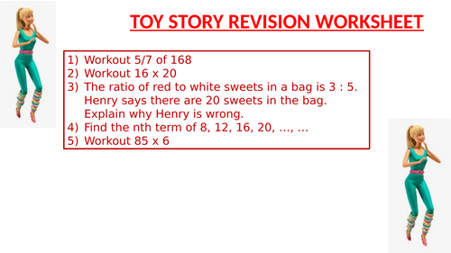 TOY STORY REVISION WORKSHEET 18