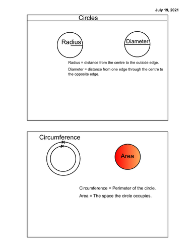 GCSE Mathematics - Circle Basics - Circumference and Area - Essentials