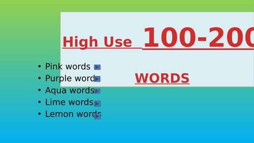 High use words; 101 - 200