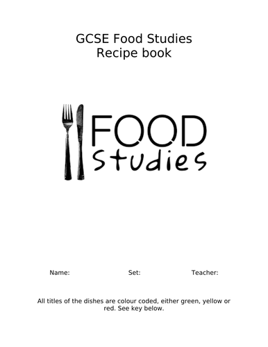 KS4 FPN Recipe book