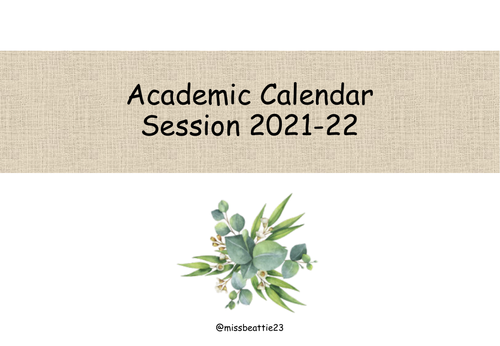 Natural Themed Academic Calendar 21-22