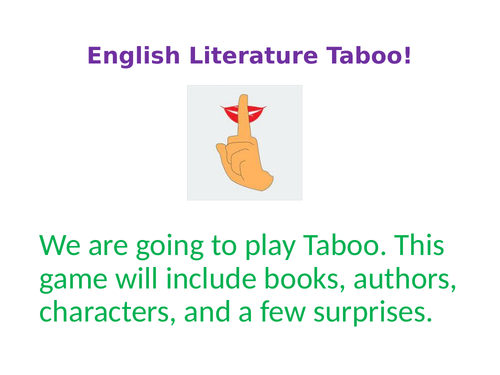Fun English Literature Taboo Game