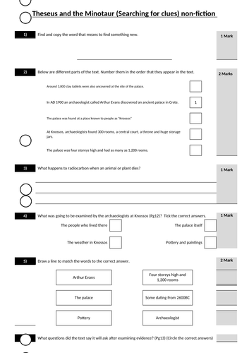 Theseus and the Minotaur non fiction guided reading unit