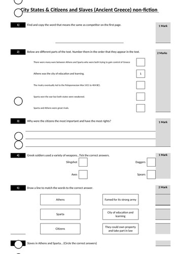 Ancient Greece Guided reading week unit