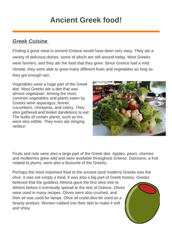 Greek Food Guided reading unit
