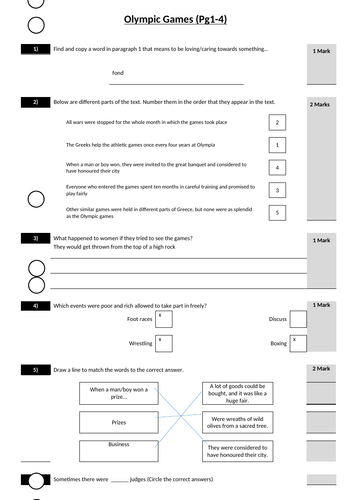 Olympic Games Guided reading unit