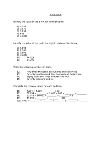 Year 5 Place Value - Numbers to 100,000 and to 1,000,000 (4 lessons)