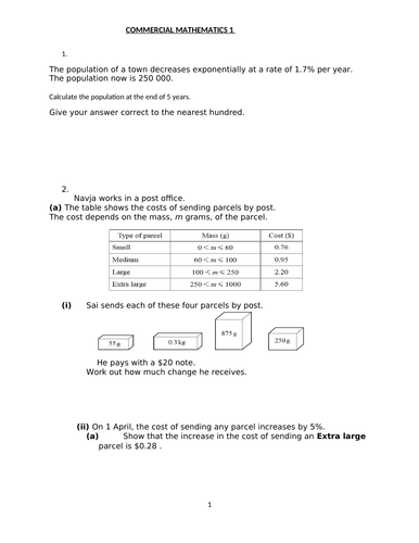 COMMERCIAL MATHEMATICS 1