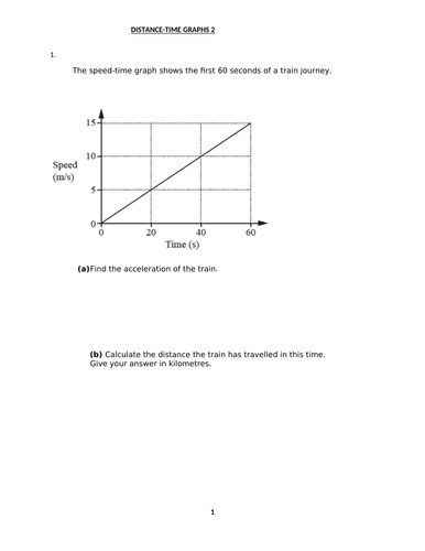 DISTANCE-TIME GRAPHS WITH ANSWERS