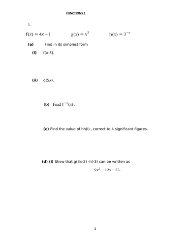 FUNCTIONS WITH ANSWERS