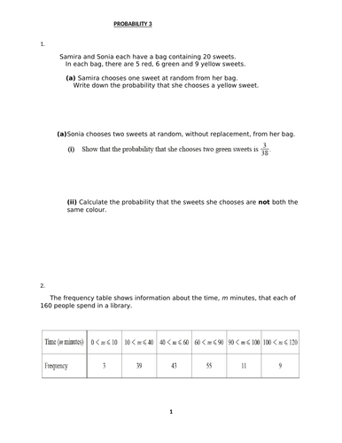PROBABILITY 3 WITH ANSWERS