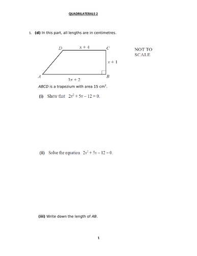 QUADRILATERALS 2 WITH ANSWERS