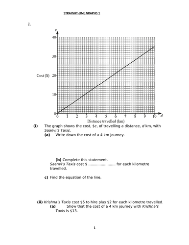 STRAIGHT LINE GRAPHS WITH ANSWERS