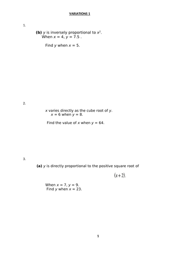 VARIATIONS WITH ANSWERS