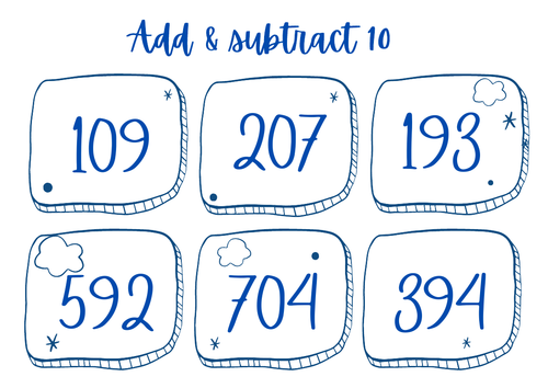 Add & Subtract 10 3 digit number cards