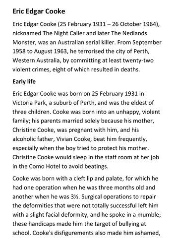 Eric Edgar Cooke Handout