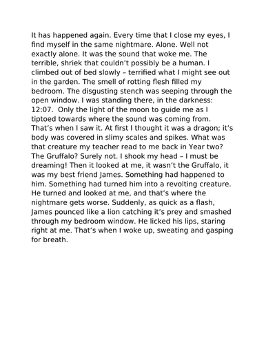A Monster Calls Short Story Text Y6