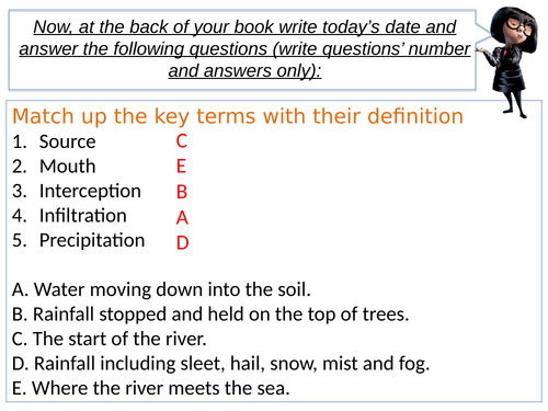 KS3 Geography Rivers unit lesson 3: erosion, transportation and deposition