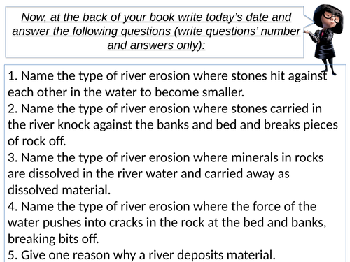 KS3 Geography Rivers unit lesson 4:  long and cross profile
