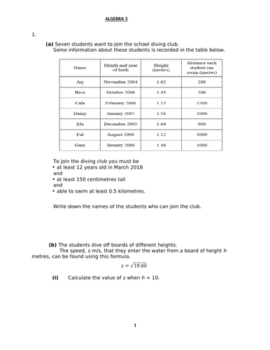ALGEBRAIC EXPRESSIONS WITH ANSWERS